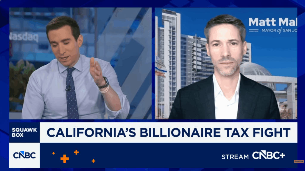 cnbc squakbox san jose mayor matt mahan billionaires tax matt mahan income inequality billionare tax california matt mahan